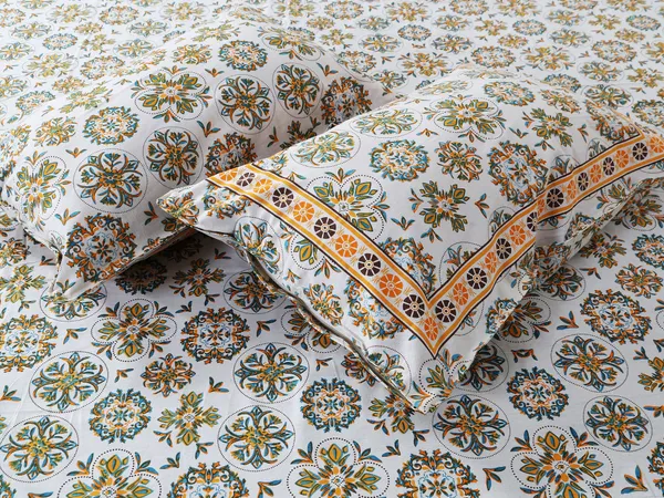 Yellow_Cotton_Heritage_Lattice_Double_Bedsheet_With_Pillow_Cover_120X120_Cm